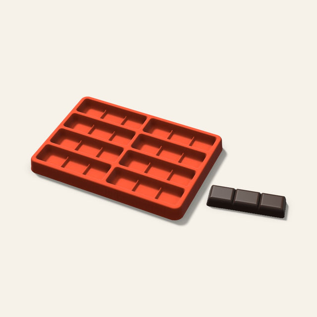 Mini Chocolate Bar Mold, 3 Inch, 8 Cavity, 3D render