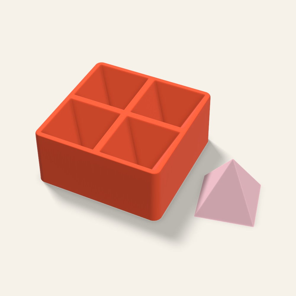 Pyramid Soap Mold, 3.5 Inch, 4 Cavity, 3D render