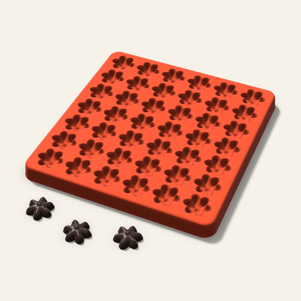 Blossom Gummy Mold, 0.75 Inch, 42 Cavity, 3D render