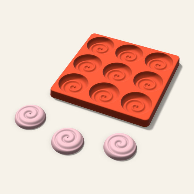 Swirl Soap Mold, 2 Inch, 9 Cavity, 3D render