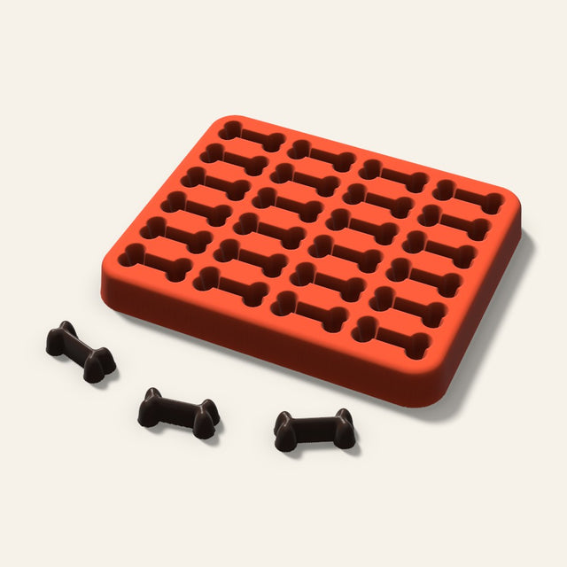 Dog Bone Gummy Mold, 0.75 Inch, 24 Cavity, 3D render