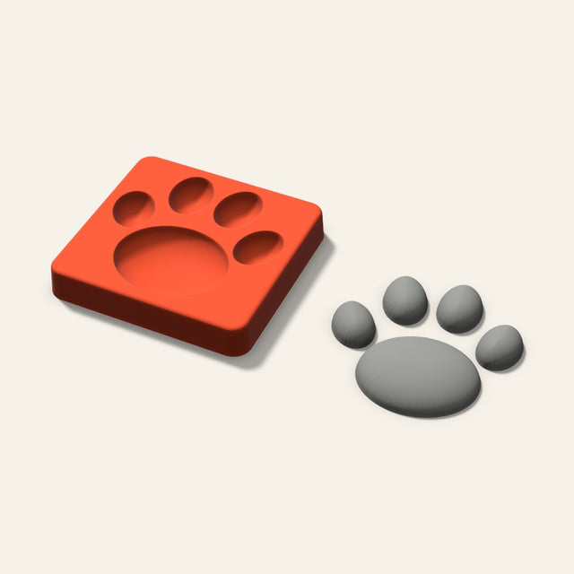 Paw Print Plaster Ornament Mold, 3.5 Inch, 3D render