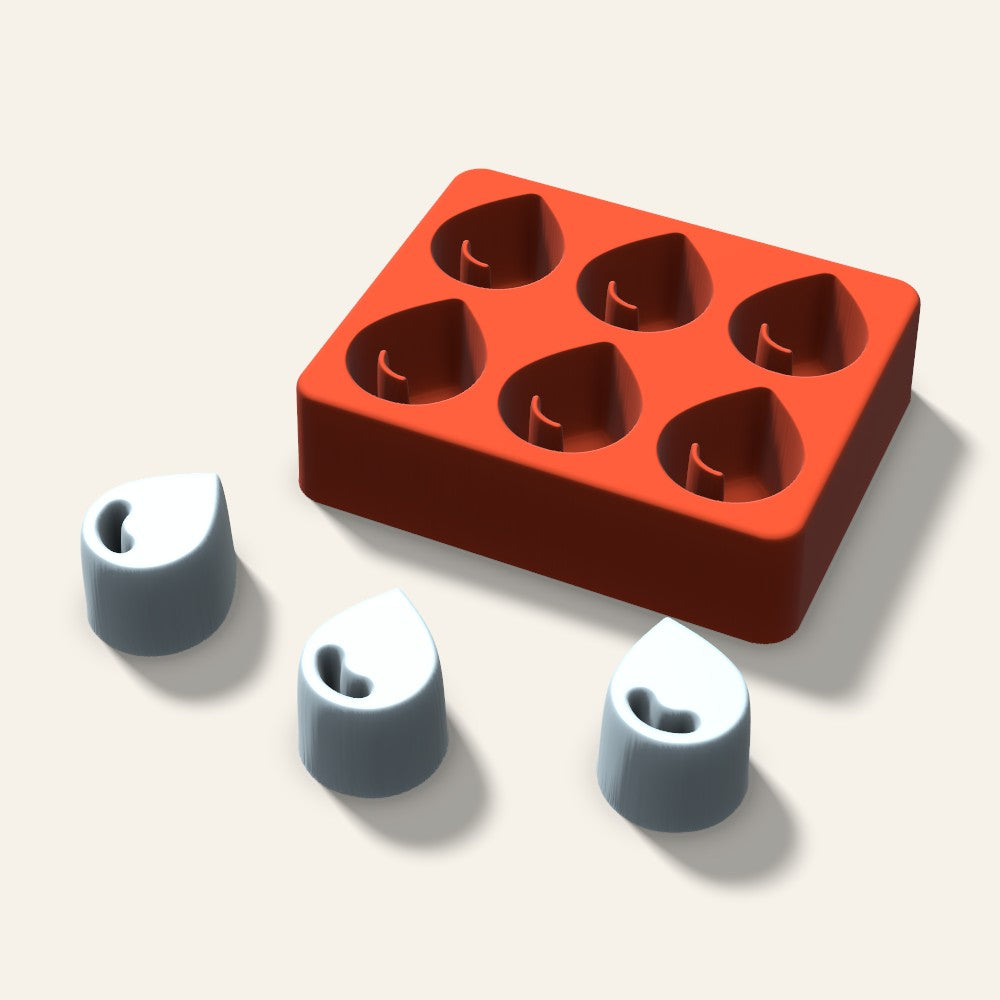 Water Drop Ice Mold, 1.5 Inch, 6 Cavity, 3D render