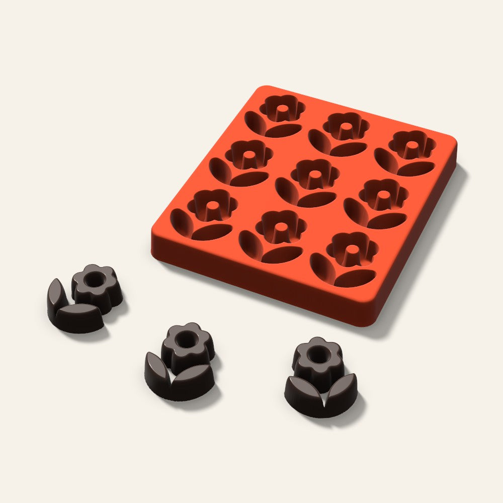 Tulip Chocolate Mold, 1.75 Inch, 9 Cavity, 3D render