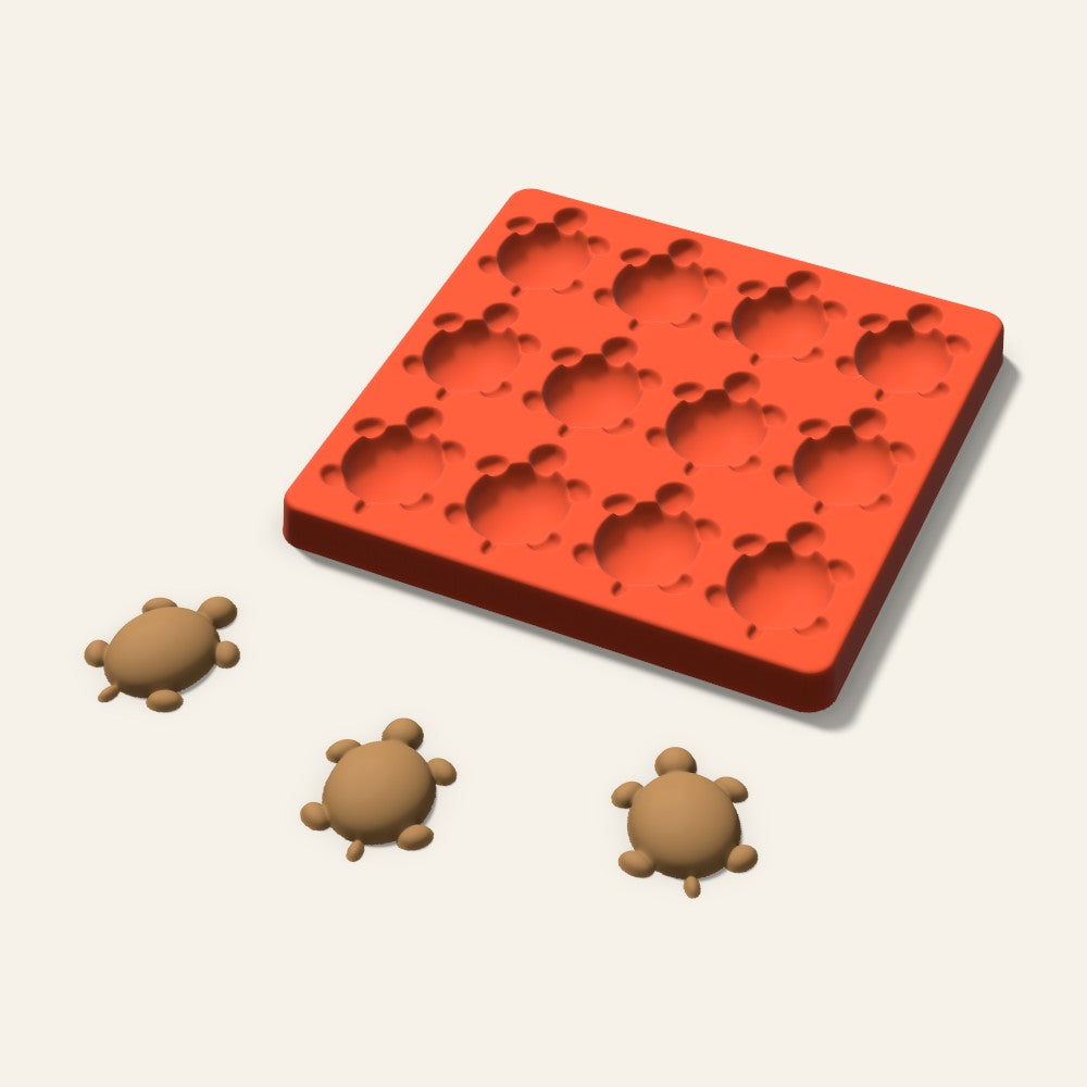 Turtle Pet Treat Mold, 2 Inch, 12 Cavity, 3D render