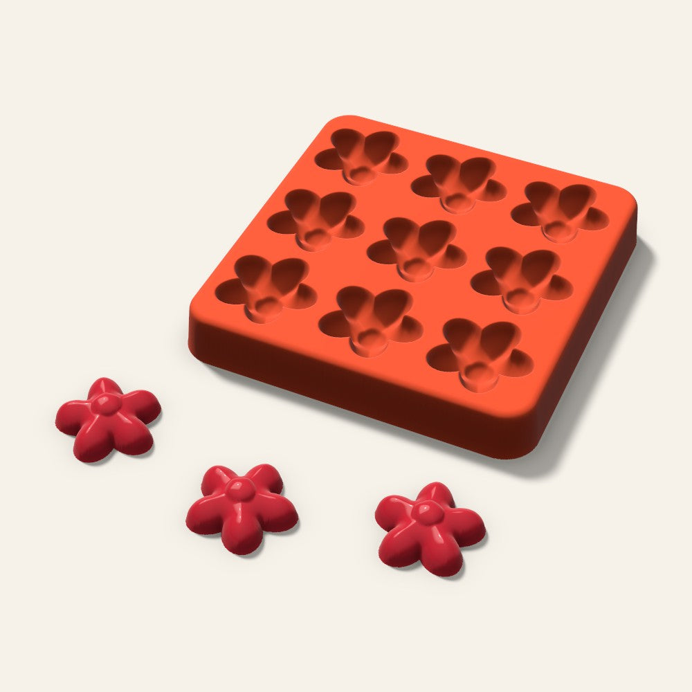 Flower Candy Mold, 1 Inch, 9 Cavity, 3D render
