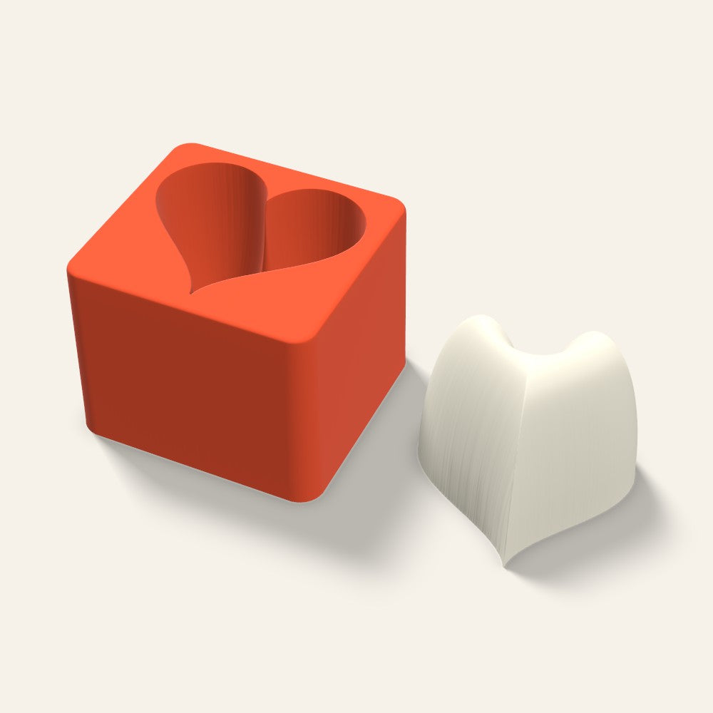 Puffy Heart Candle Mold, 3 x 2.5 Inch, 3D render