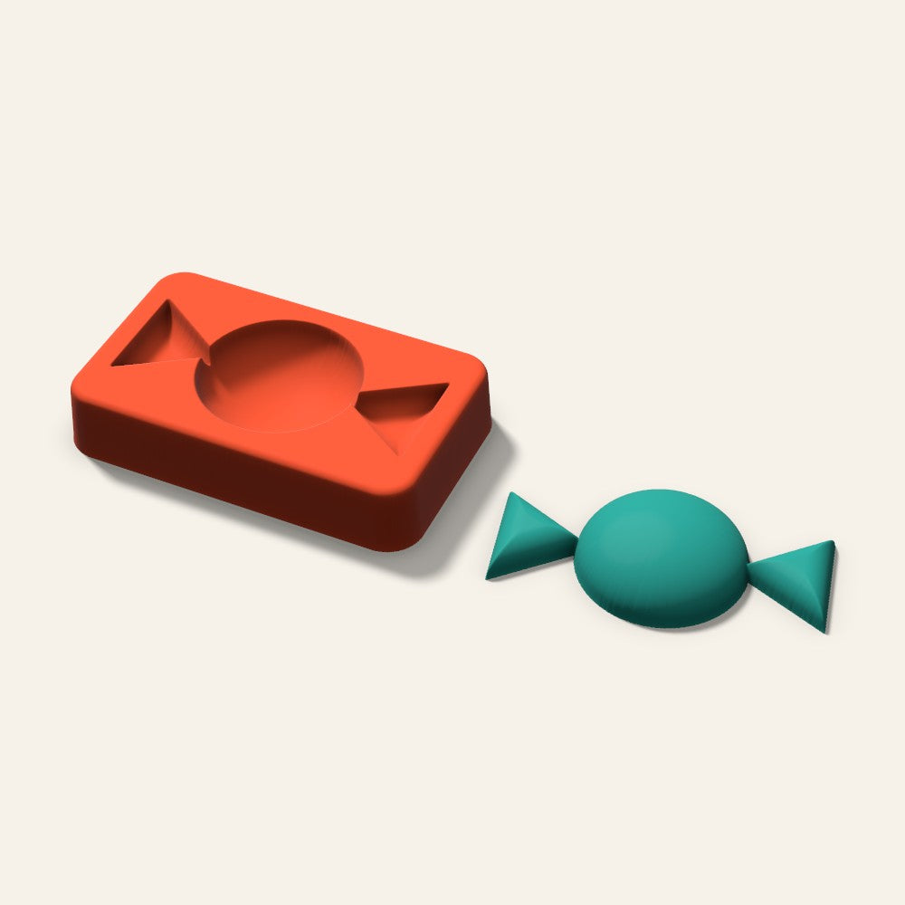 Wrapped Candy Freshie Mold, 3 Inch, 3D render