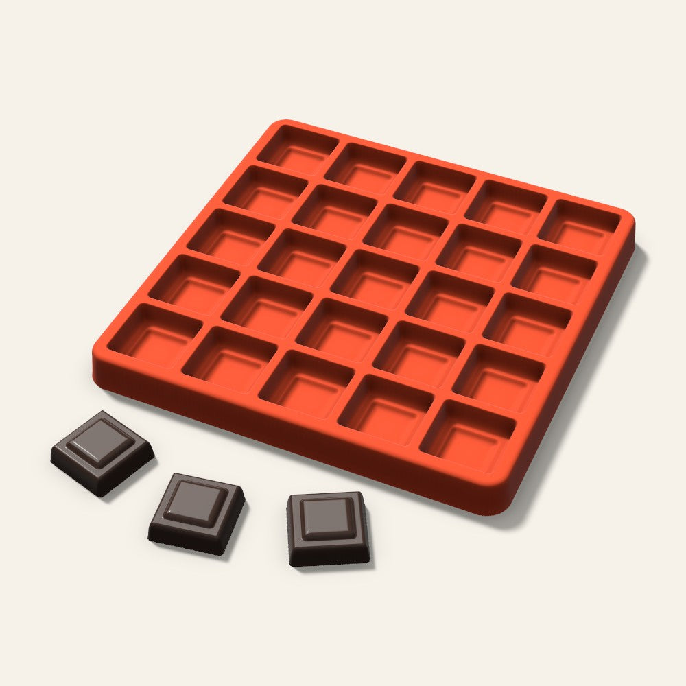 Embossed Square Candy Mold, 1 Inch, 25 Cavity, 3D render