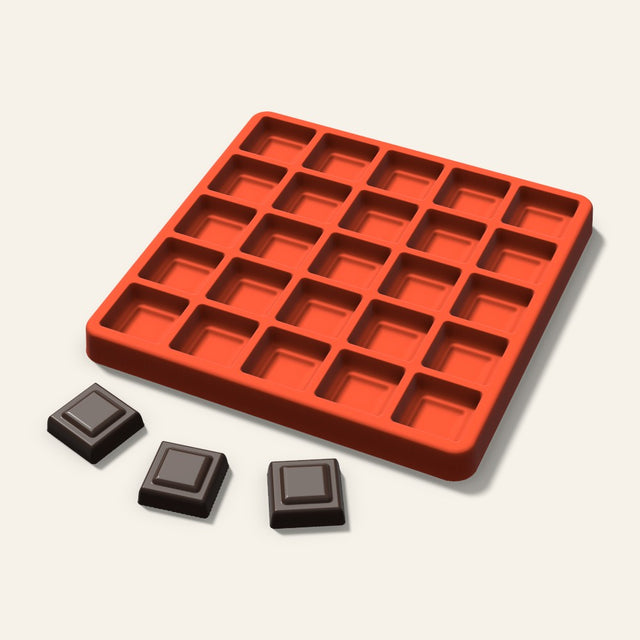 Embossed Square Candy Mold, 1 Inch, 25 Cavity, 3D render