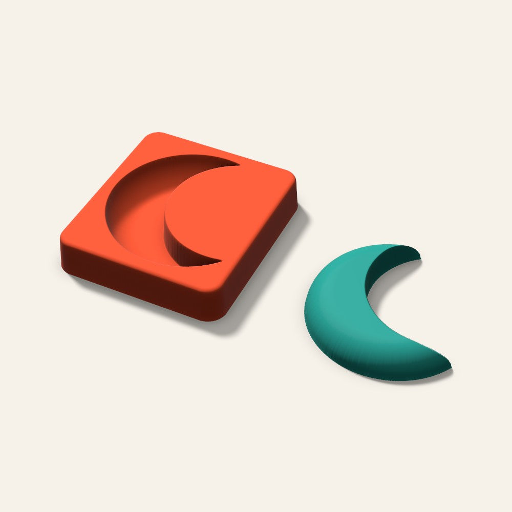 Crescent Moon Freshie Mold, 3 Inch, 3D render