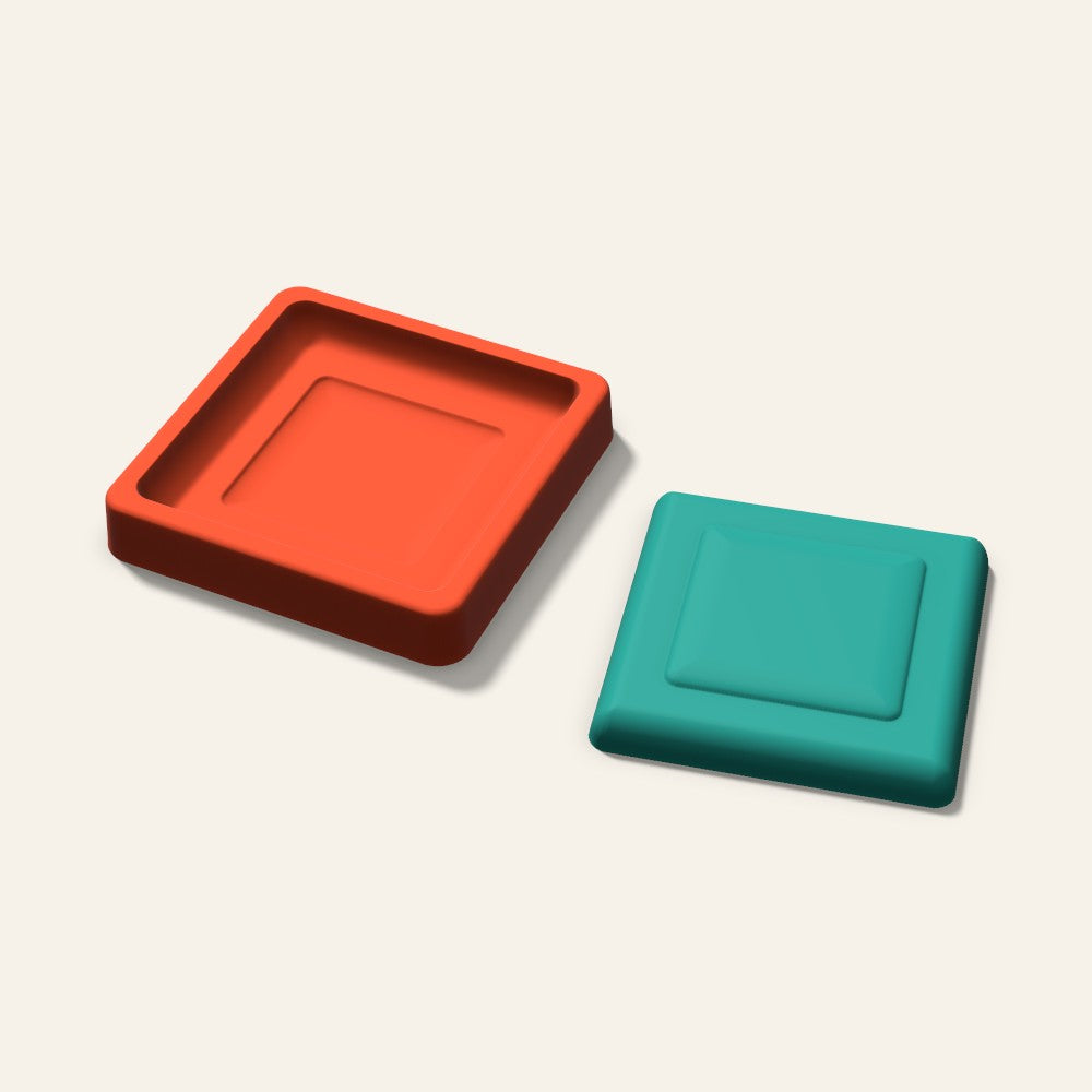 Embossed Square Freshie Mold, 3.5 Inch, 3D render