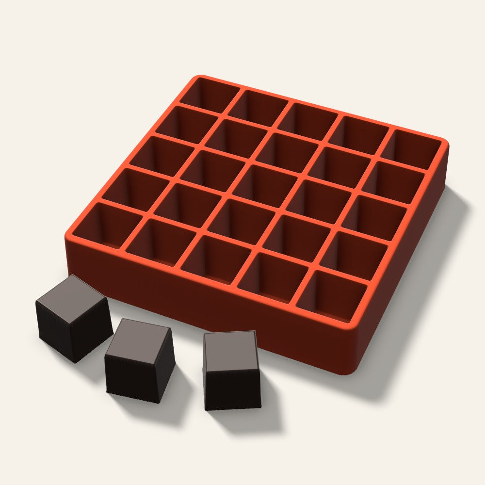 Sharp Cube Chocolate Mold, 1.25 Inch, 25 Cavity, 3D render