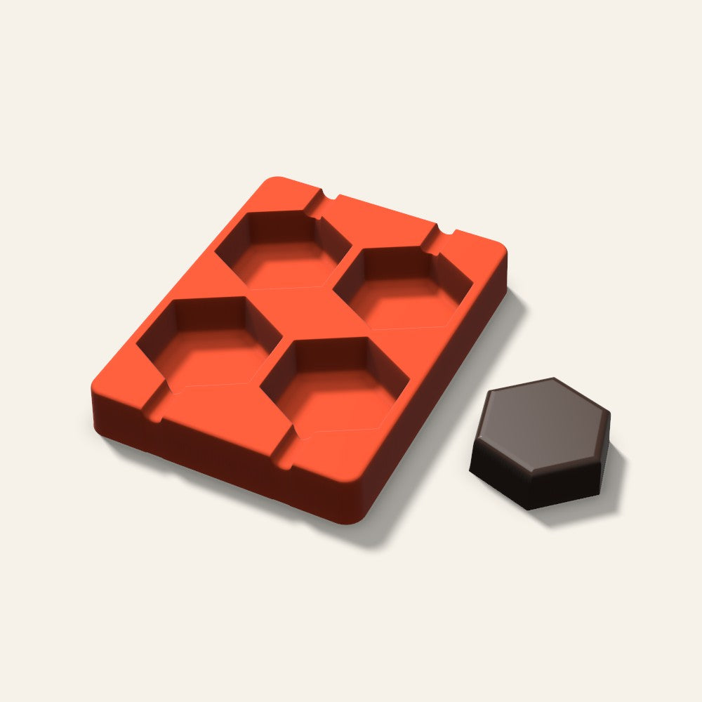 Hexagon Cakesicle Mold, 2.5 Inch, 4 Cavity, 3D render