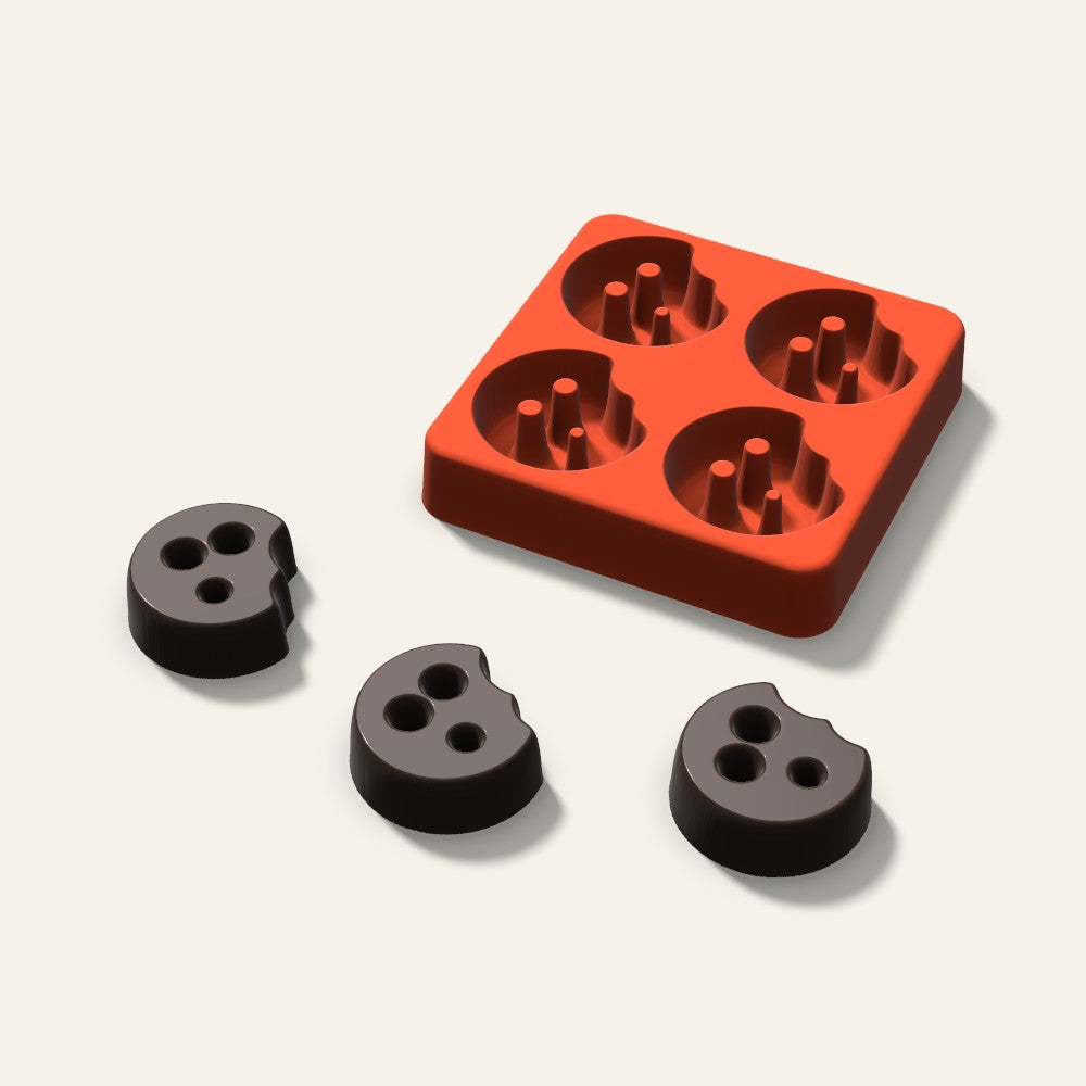 Cookie Bite Chocolate Mold, 1.5 Inch, 4 Cavity, 3D render