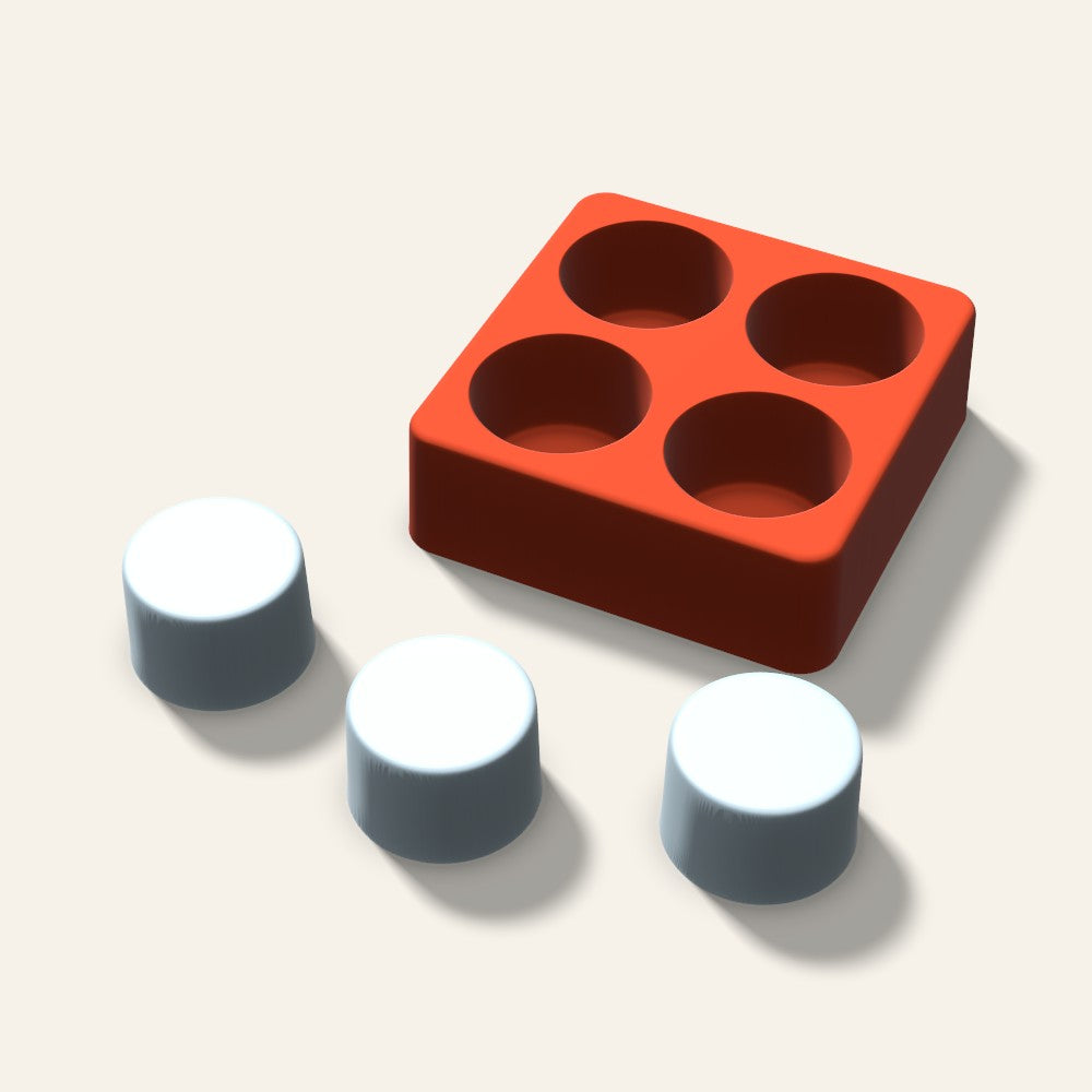Round Puck Ice Mold, 1.5 Inch, 4 Cavity, 3D render