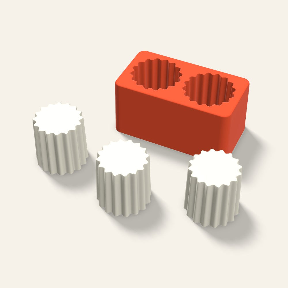 Ribbed Pillar Votive Candle Mold, 2 x 2 Inch, 2 Cavity, 3D render
