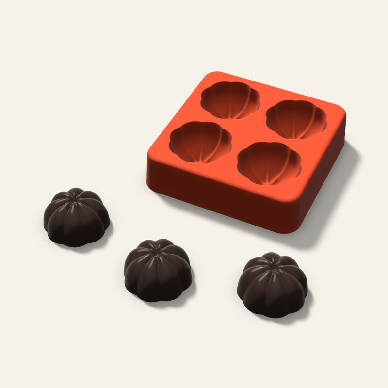 3D Pumpkin Chocolate Mold, 1.25 Inch, 4 Cavity