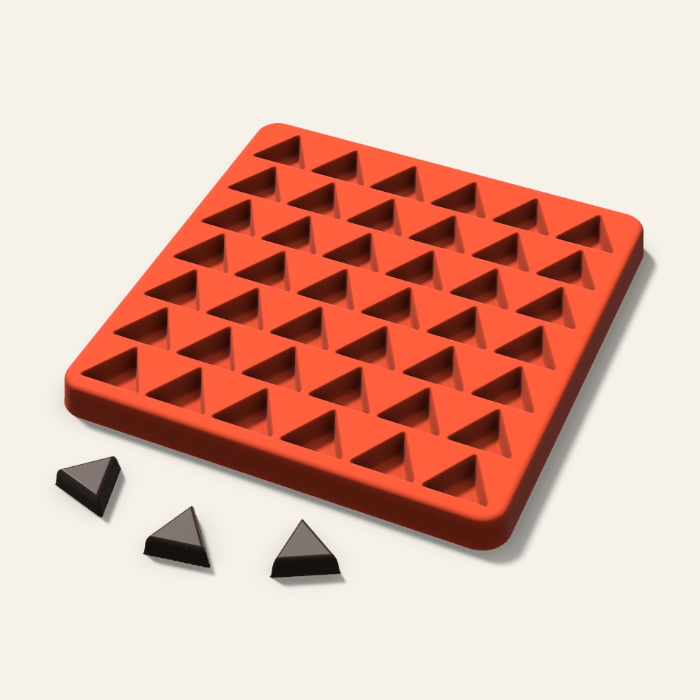 Triangle Gummy Mold, 0.75 Inch, 42 Cavity, 3D render
