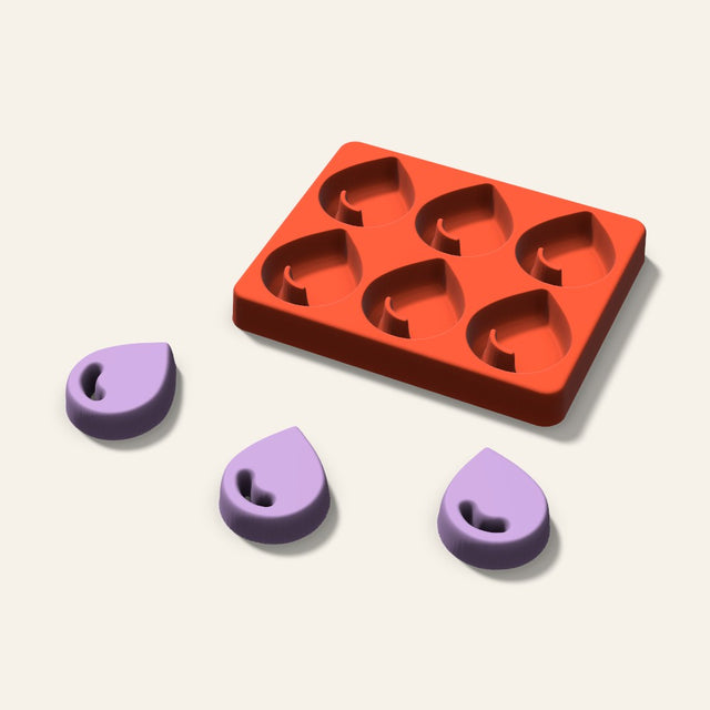 Water Drop Wax Melt Mold, 2 Inch, 6 Cavity, 3D render