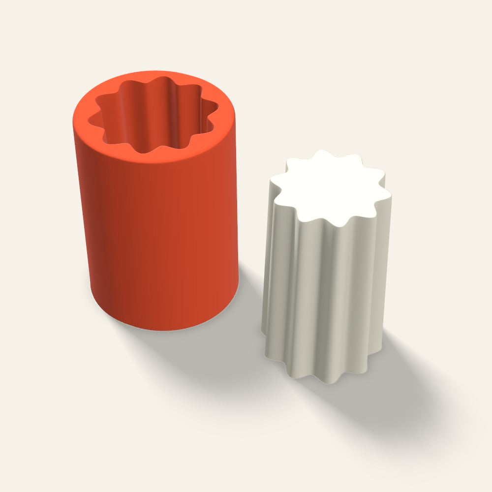 Fluted Pillar Candle Mold, 2.5 x 4 Inch, 3D render