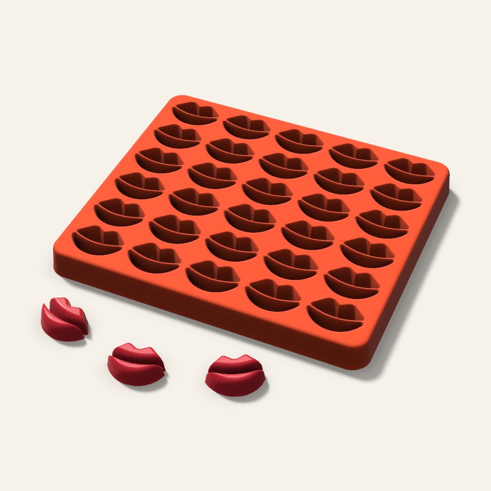 Lips Candy Mold, 1 Inch, 30 Cavity, 3D render