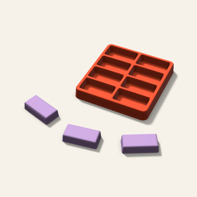 Rectangle Wax Melt Mold, 2 Inch, 8 Cavity, 3D render