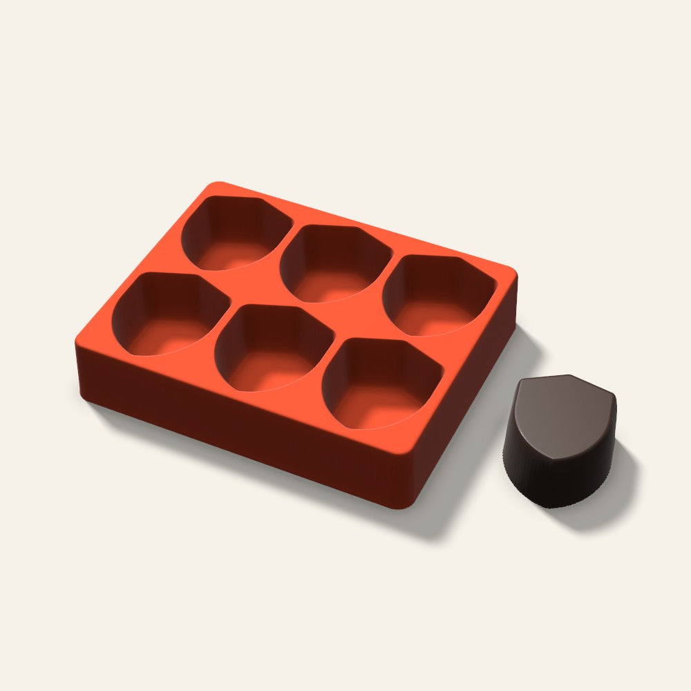 Shield Mini Cake Mold, 2.5 Inch, 6 Cavity, 3D render
