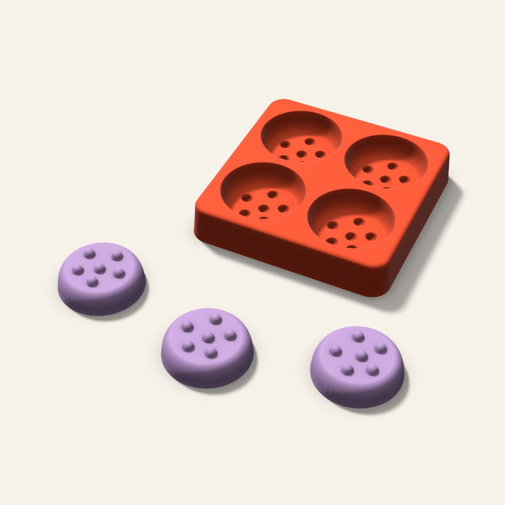 Cookie Wax Melt Mold, 1.5 Inch, 4 Cavity, 3D render