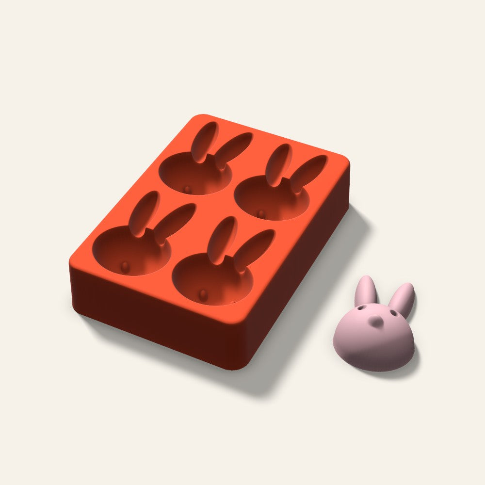 Bunny Soap Mold, 2.5 Inch, 4 Cavity, 3D render