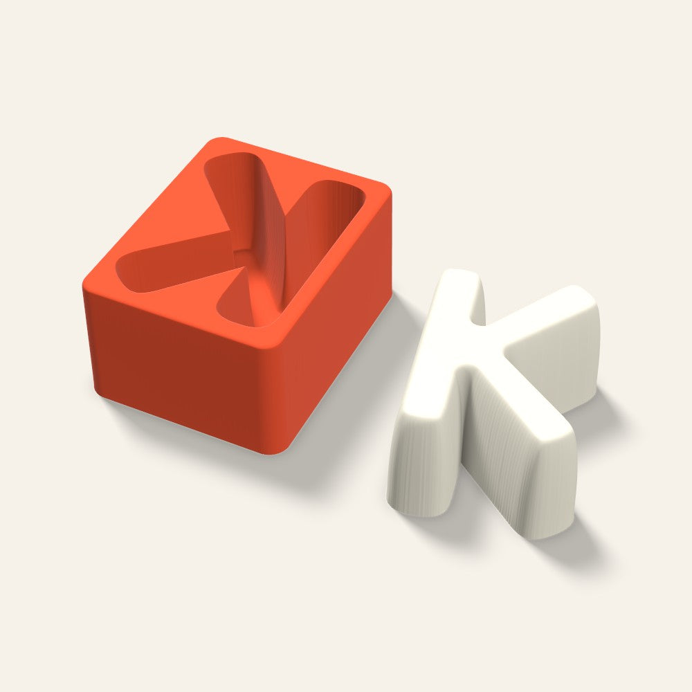 Letter K Candle Mold, 4 x 2 Inch, 3D render