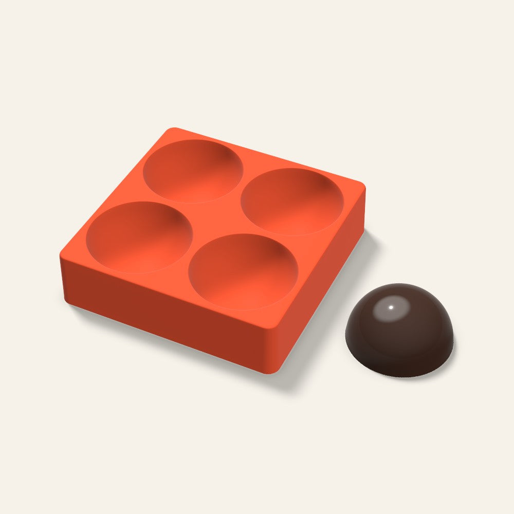 Half Sphere Cocoa Bomb Mold, 3 Inch, 4 Cavity, 3D render