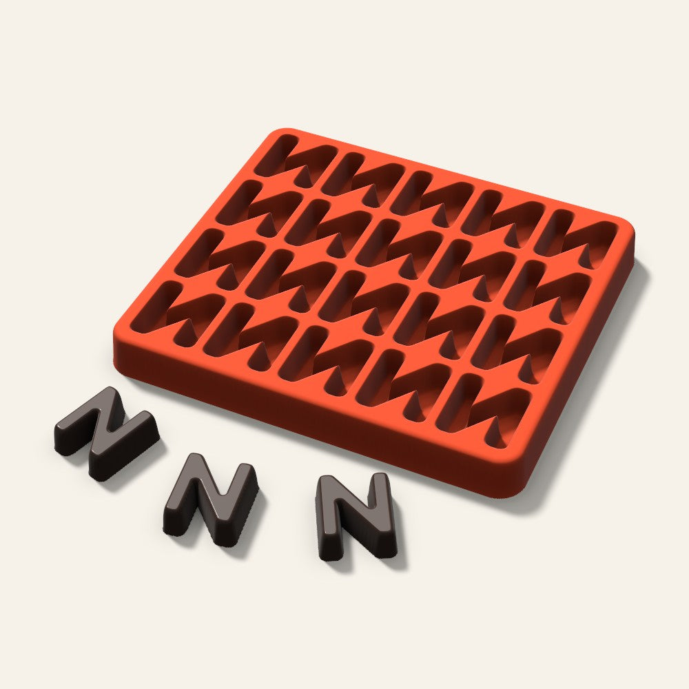 Letter N Candy Mold, 1 Inch, 20 Cavity, 3D render