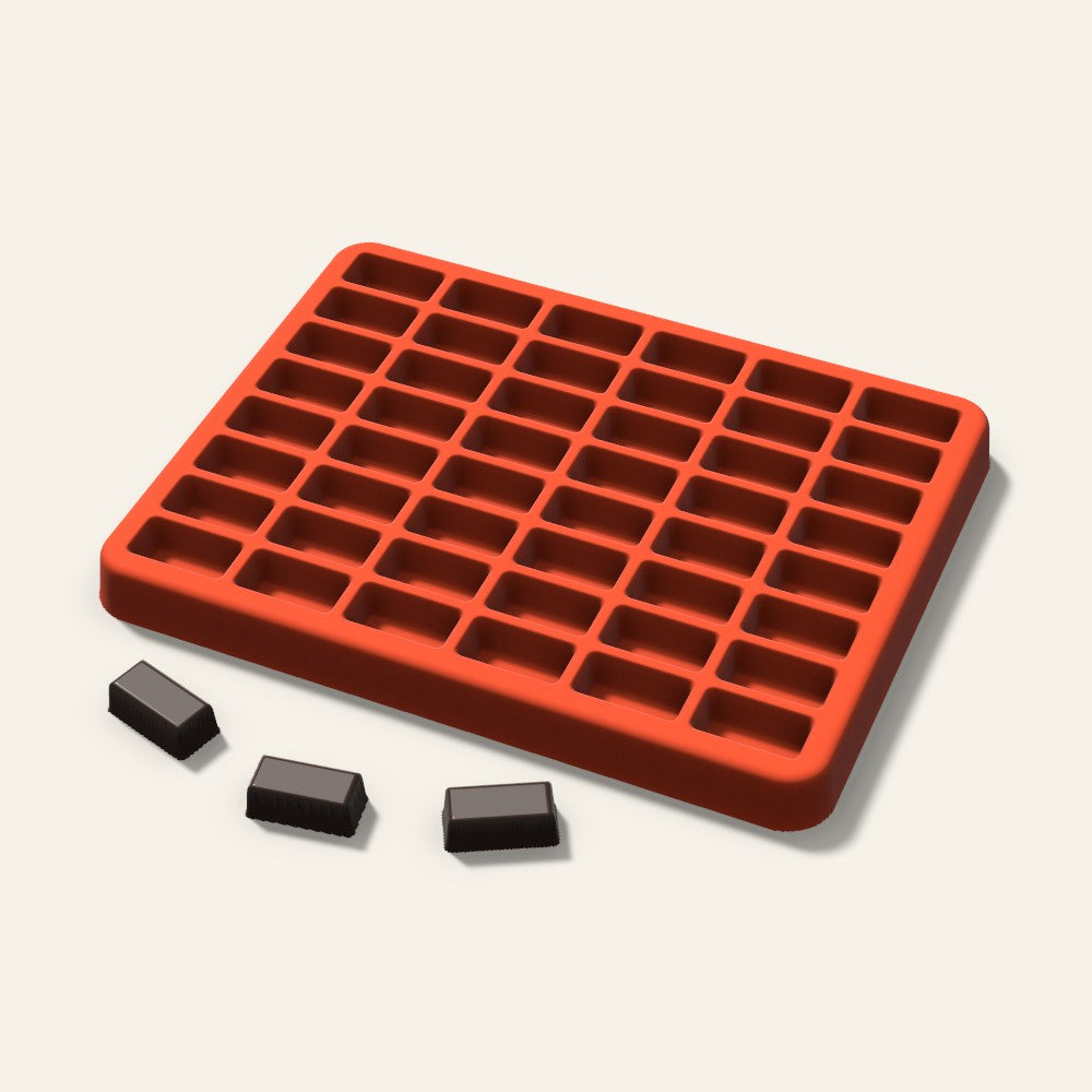 Rectangle Gummy Mold, 0.75 Inch, 48 Cavity, 3D render