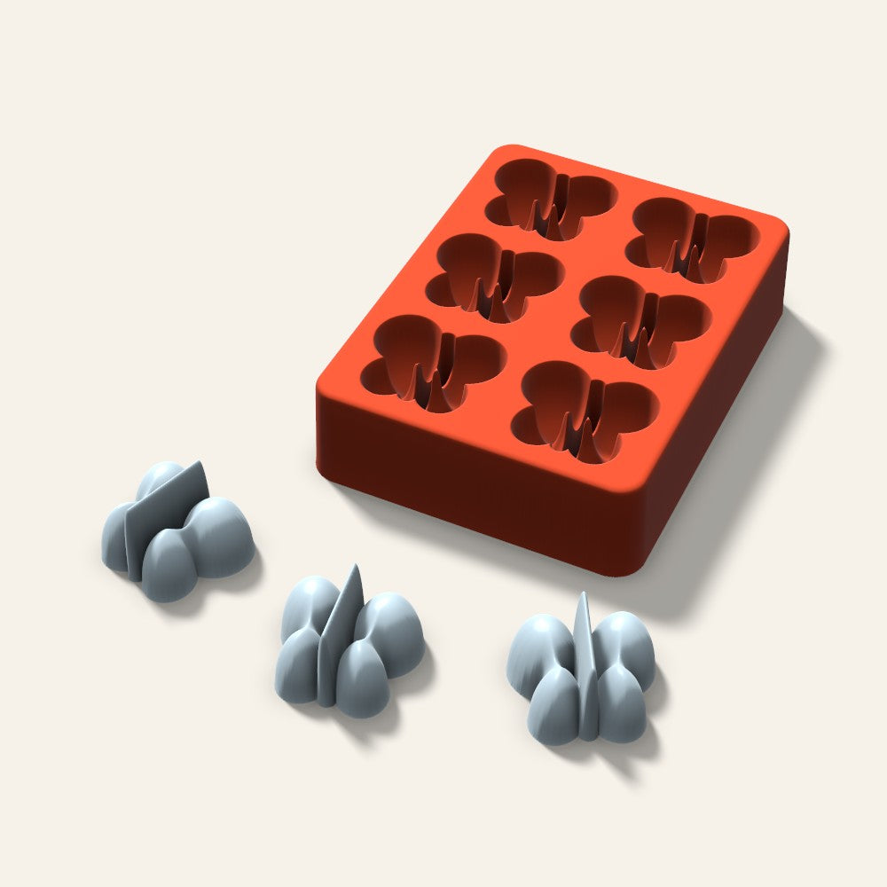 Butterfly Ice Mold, 1.5 Inch, 6 Cavity, 3D render