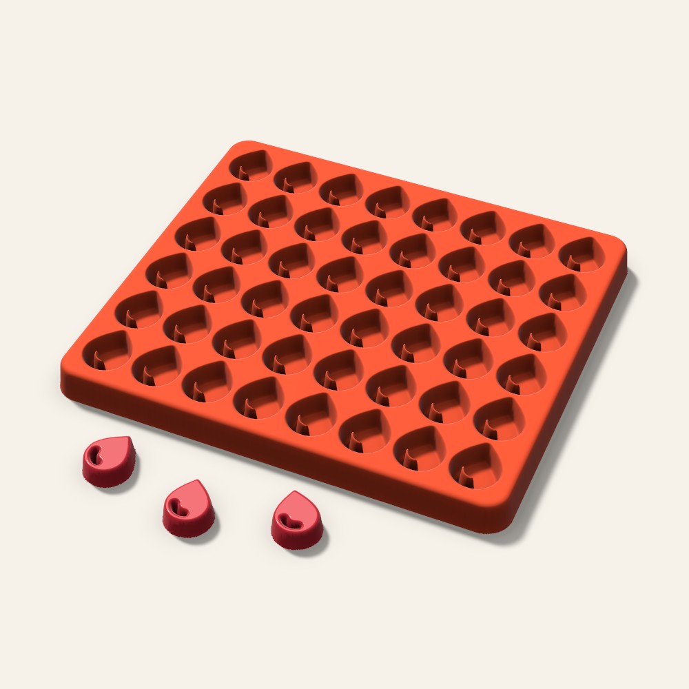 Water Drop Gummy Mold, 0.75 Inch, 48 Cavity, 3D render