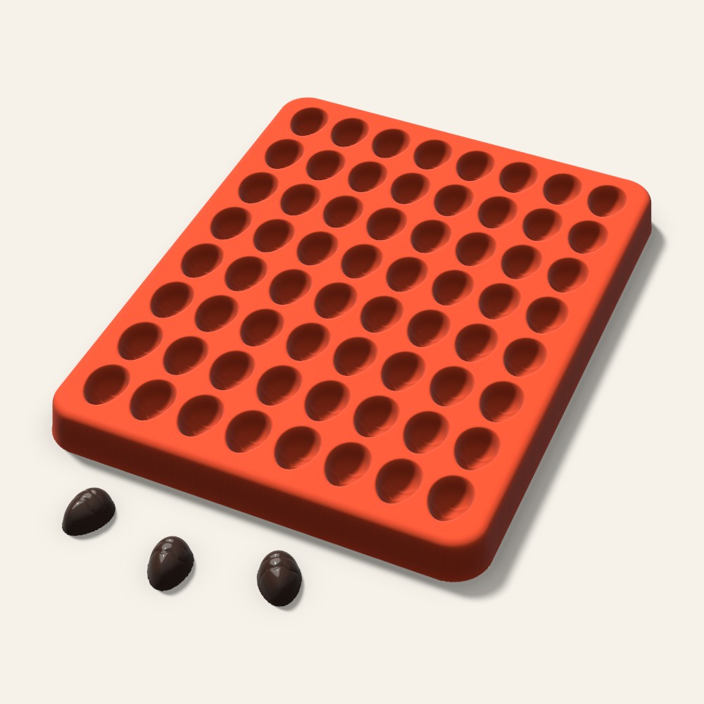 Decorated Egg Gummy Mold, 0.5 Inch, 64 Cavity, 3D render