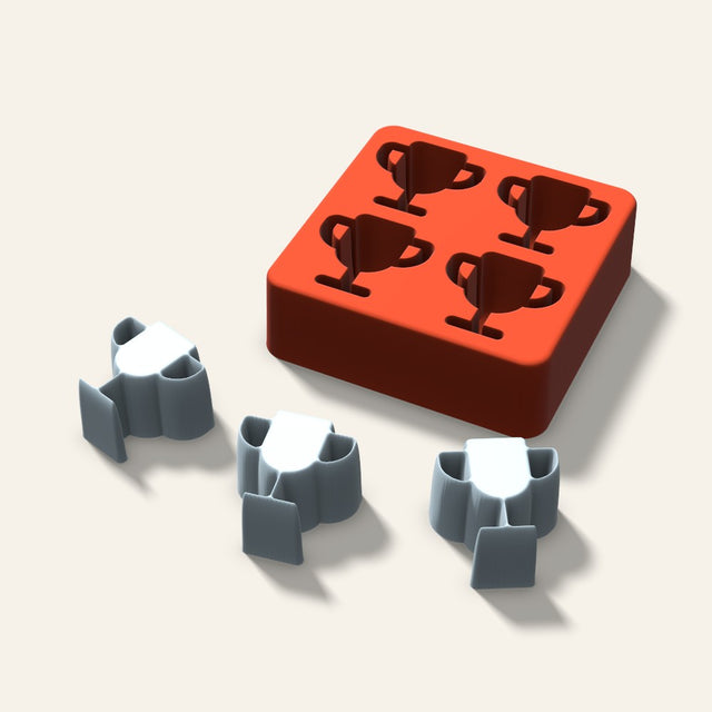 Trophy Ice Mold, 1.5 Inch, 4 Cavity, 3D render