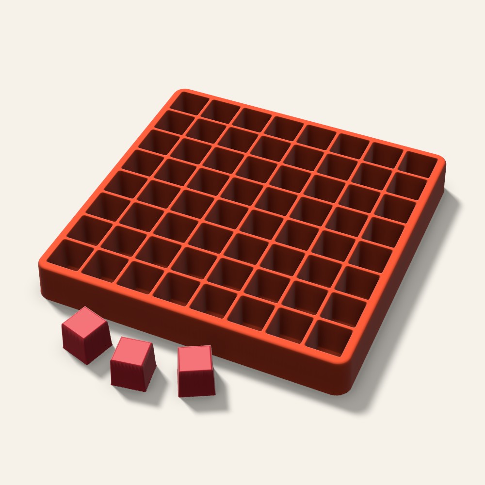 Sharp Cube Candy Mold, 0.75 Inch, 64 Cavity, 3D render