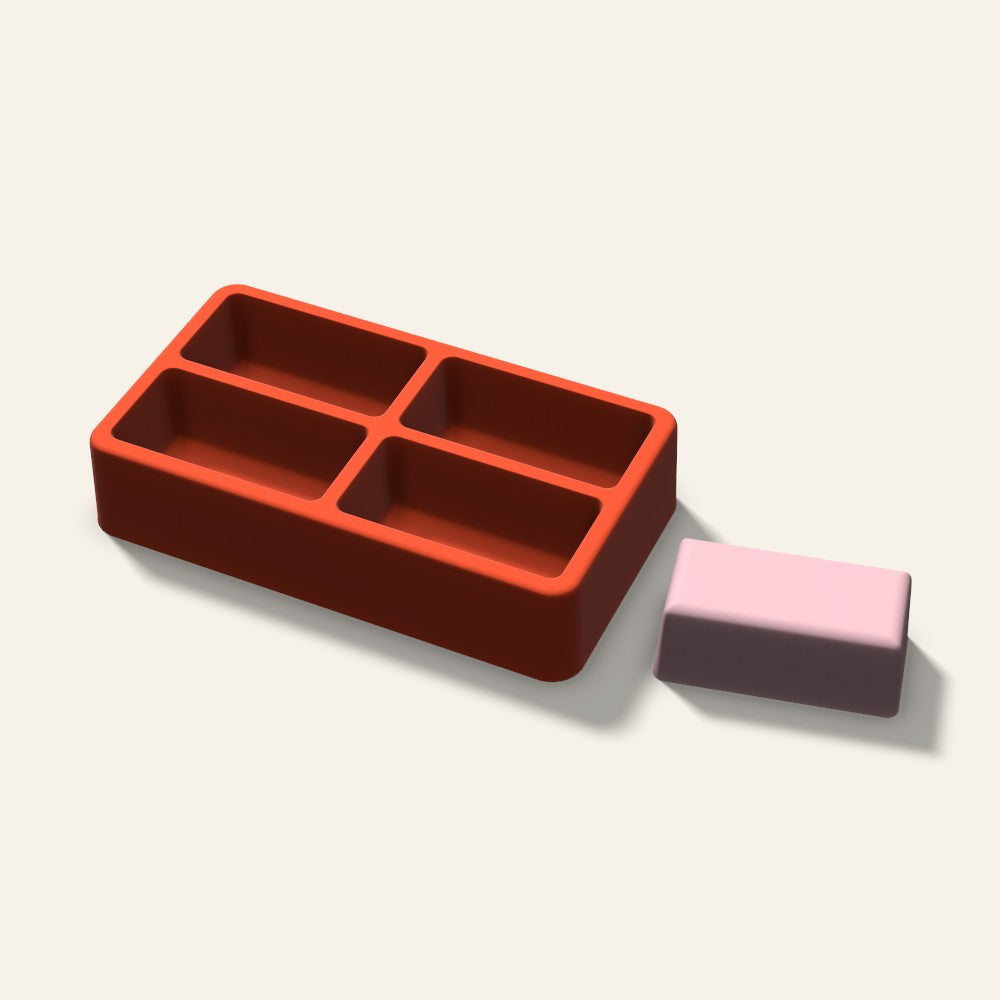 Rectangle Soap Mold, 2.5 Inch, 4 Cavity, 3D render