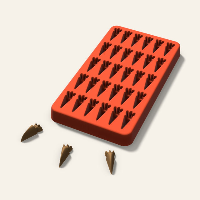 Carrot Pet Treat Mold, 1 Inch, 30 Cavity, 3D render