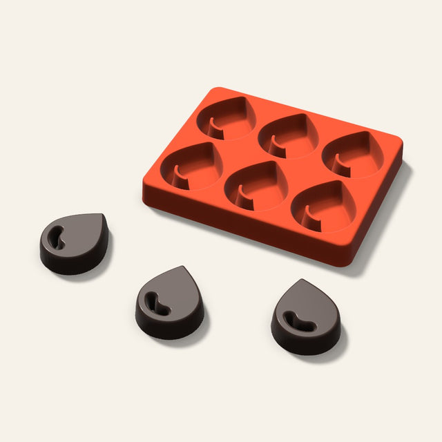 Water Drop Chocolate Mold, 2 Inch, 6 Cavity, 3D render