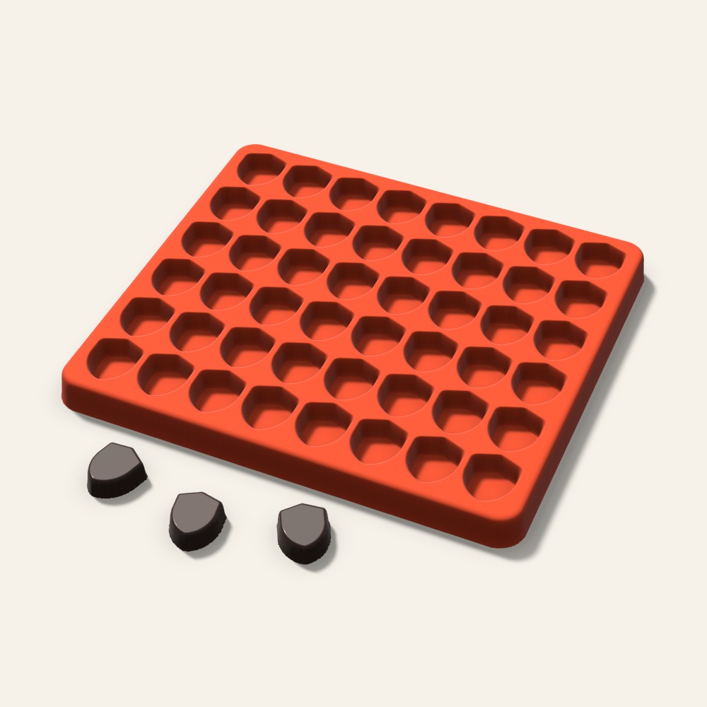 Shield Gummy Mold, 0.75 Inch, 48 Cavity, 3D render