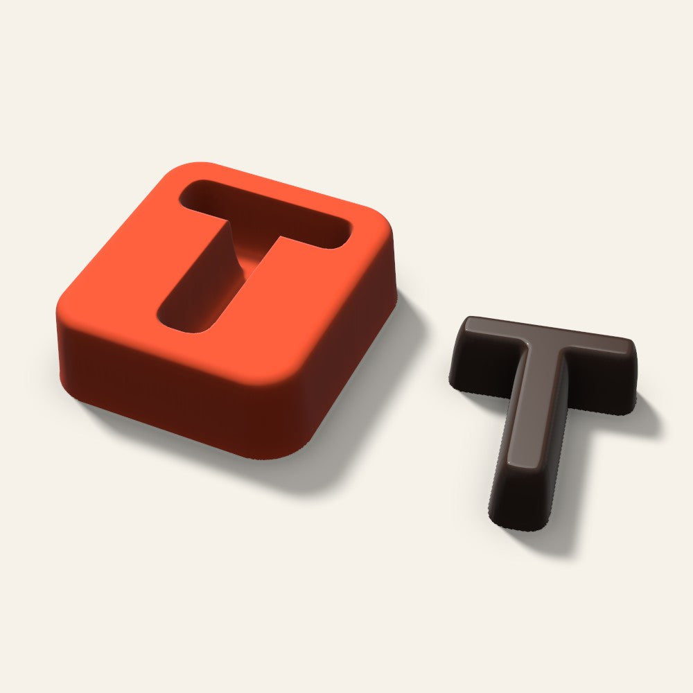 Letter T Mold, 1.5 Inch, 3D render