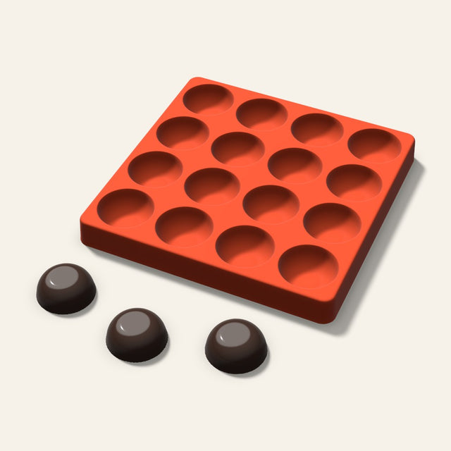 Macaron Chocolate Mold, 1.5 Inch, 16 Cavity, 3D render