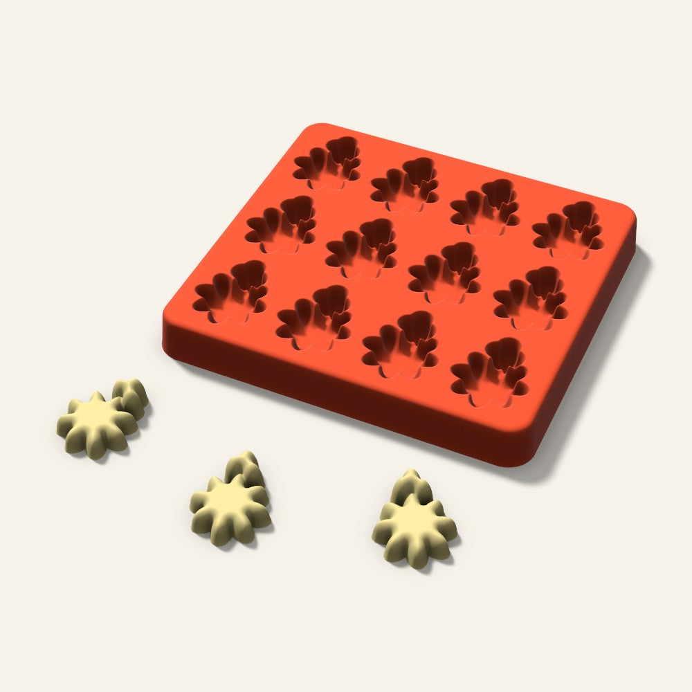 Holly Butter Pat Mold, 1.25 Inch, 12 Cavity, 3D render