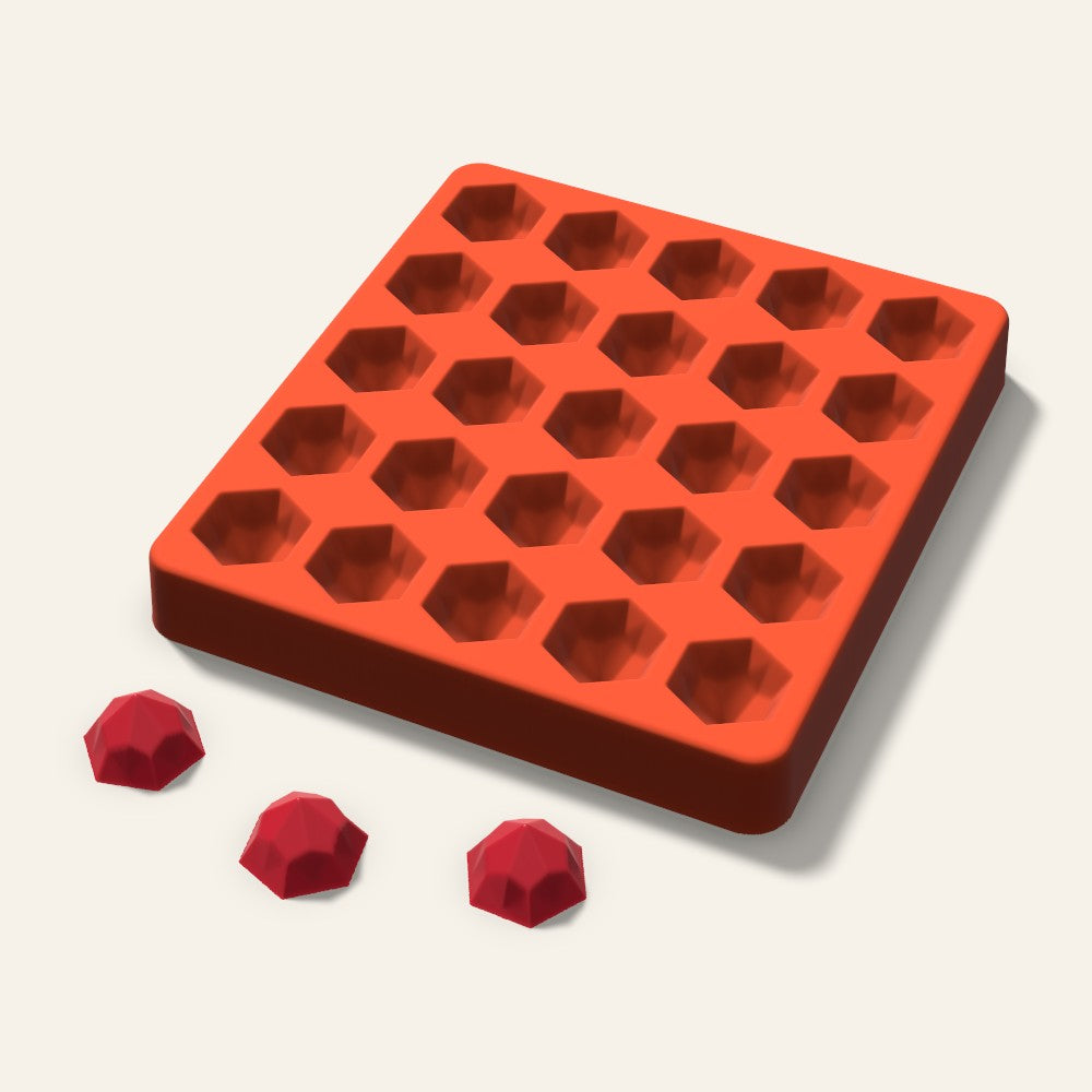 Hexagon Gem Candy Mold, 1 Inch, 25 Cavity, 3D render