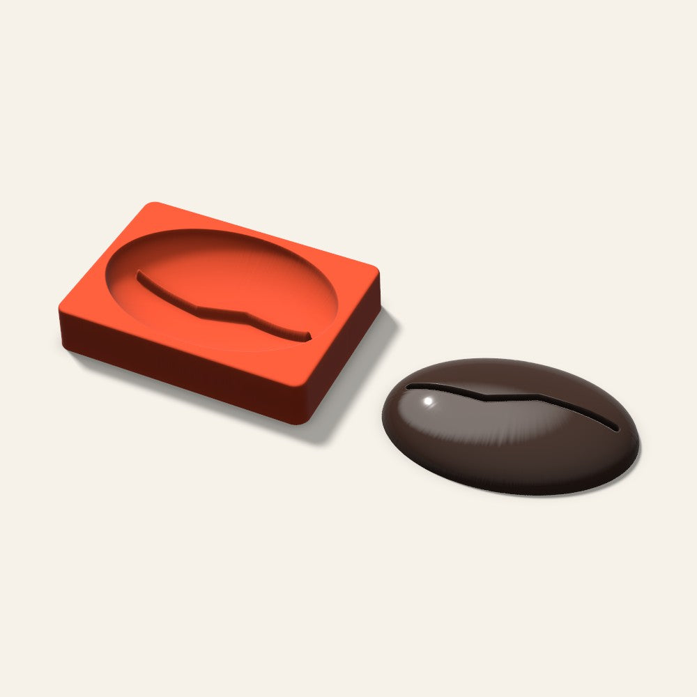 Giant Coffee Bean Mold, 6 Inch, 3D render