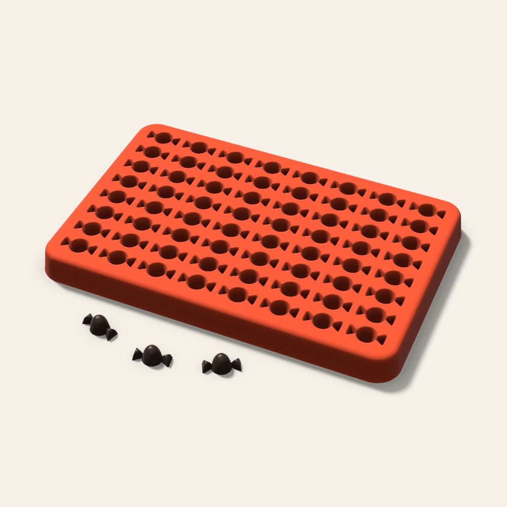 Wrapped Candy Gummy Mold, 0.5 Inch, 64 Cavity, 3D render