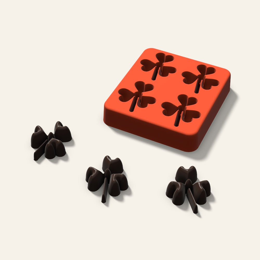 Shamrock Chocolate Mold, 1.5 Inch, 4 Cavity, 3D render